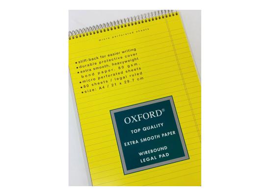 OXFORD Wirebound Legal Pad A4 Yellow